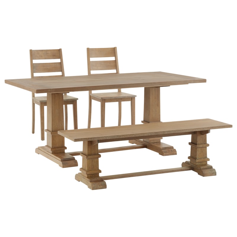 Crosley Joanna 4-Piece Dining Set with Bench and 2 Ladder Back Chairs