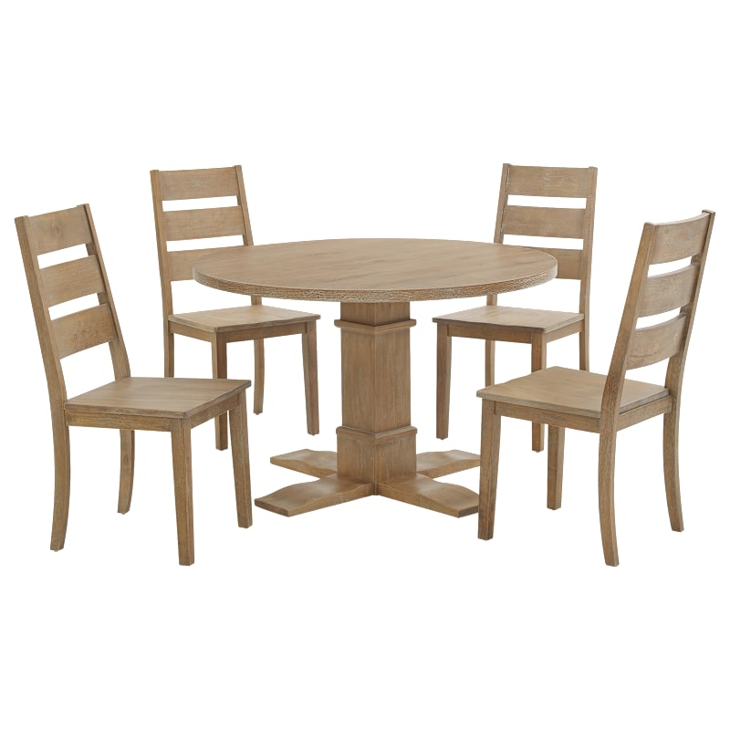 Crosley Joanna 5-Piece Round Dining Set with Ladder-Back Chairs