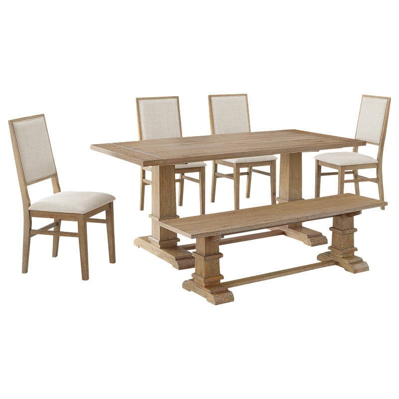 Crosley Joanna 6-Piece Dining Set with Bench and 4 Upholstered Chairs