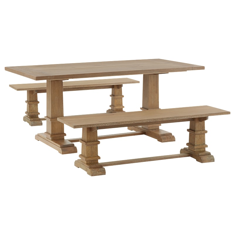 Crosley Joanna 3-Piece Dining Set with 2 Benches