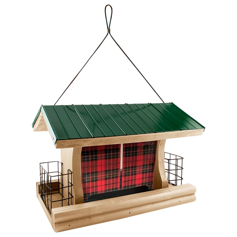 WoodLink Lake & Cabin Buffalo Plaid Ranch Bird Feeder