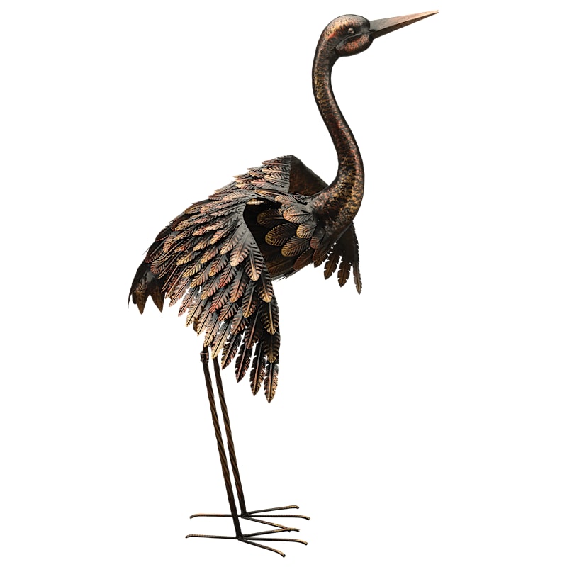 Regal Art & Gift Bronze Crane with Wings Out Garden Decor