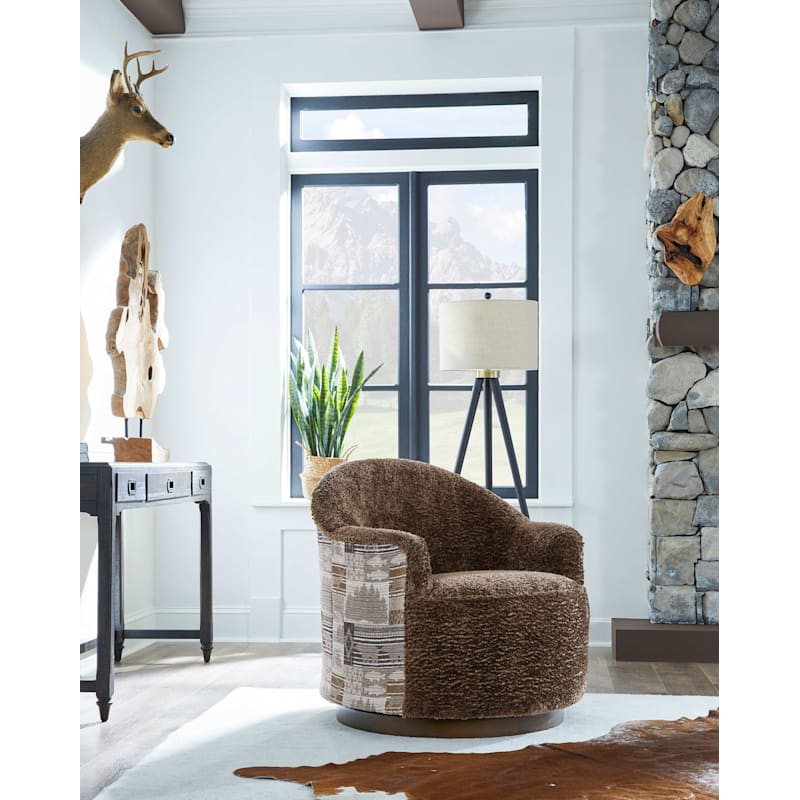 Best Home Furnishings Field & Stream Collection April Wildlife Print Swivel Chair
