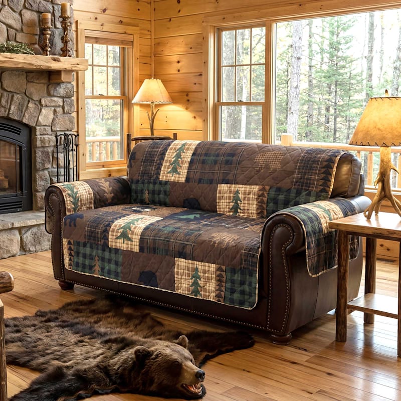 Donna Sharp Brown Bear Cabin Loveseat Cover