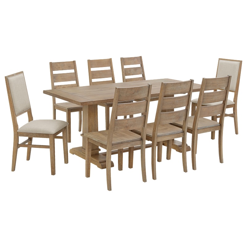 Crosley Joanna 9-Piece Dining Set with 6 Ladder Back and 2 Upholstered Chairs