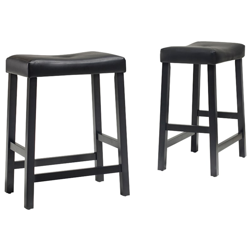 Crosley Upholstered Saddle Seat Counter Stool Set
