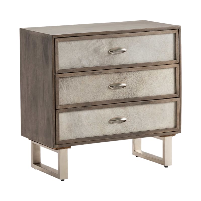 Crestview Collection Theodore Cowhide 3-Drawer Chest
