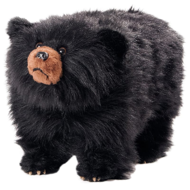 Carstens, Inc. Shadow Shaggy Black Bear Footstool