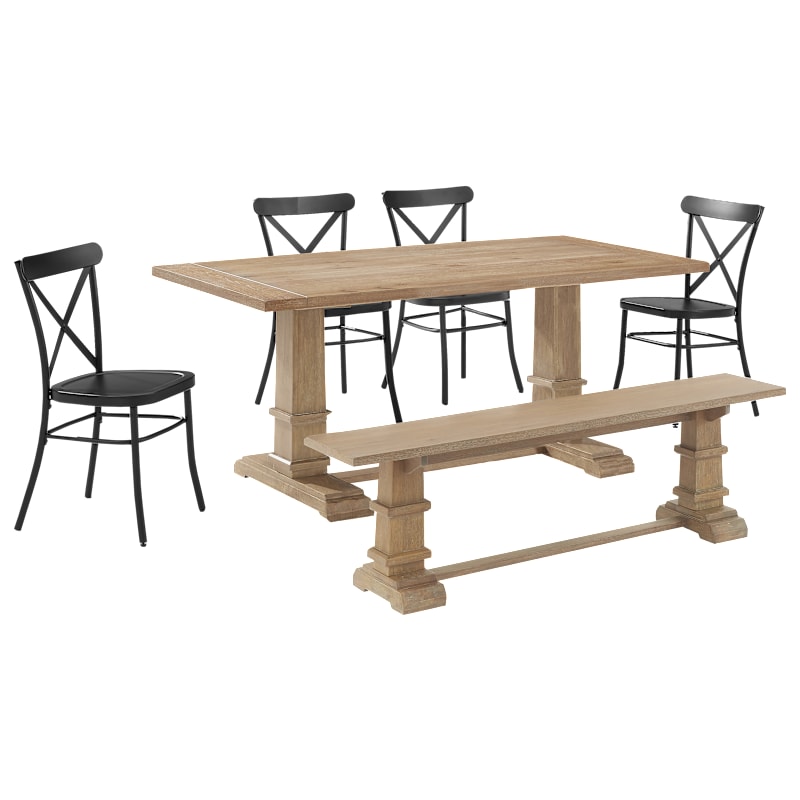 Crosley Joanna 6-Piece Dining Set with Bench and 4 Camille Chairs