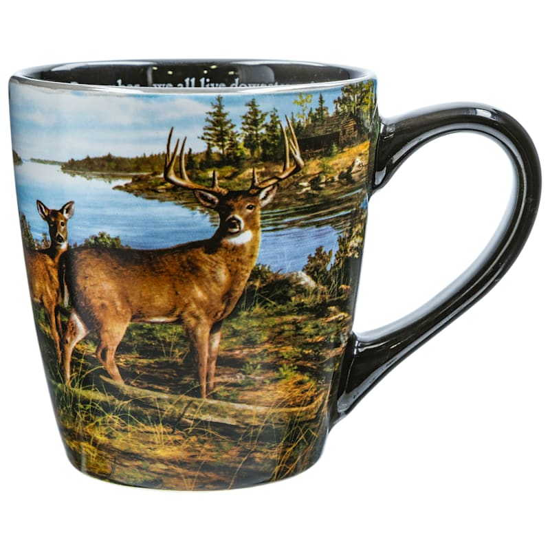 Bass Pro Shops Whitetail Panoramic We All Live Downstream Mug
