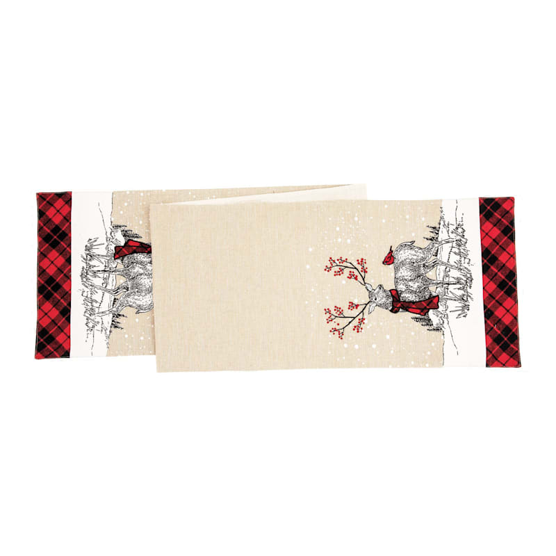 C&F Home Deer Embroidered and Printed Table Runner