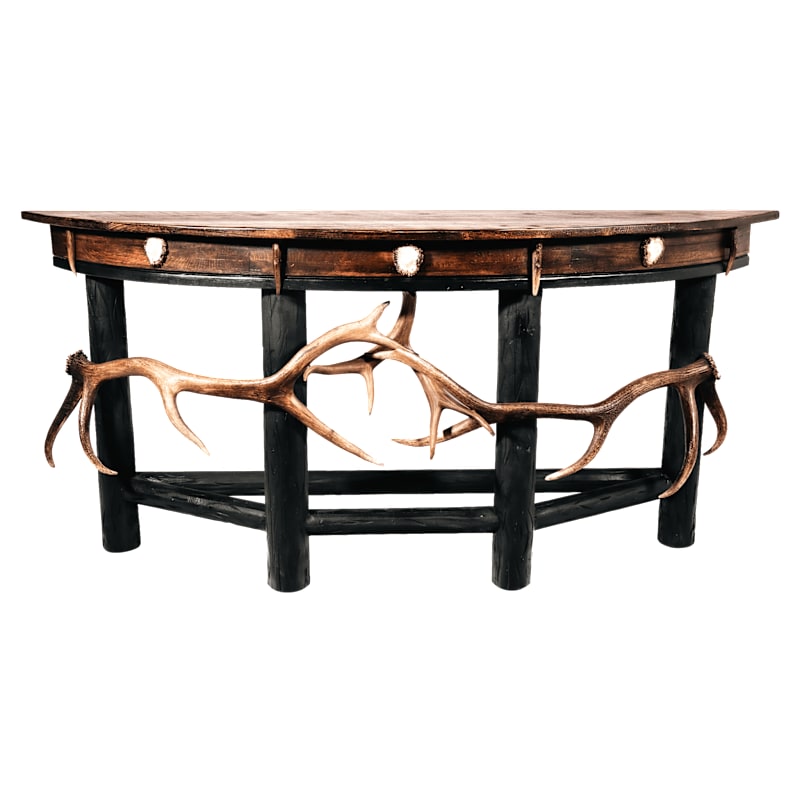 Antlerworx Demi Lune Oak and Antler Accent Sofa Table