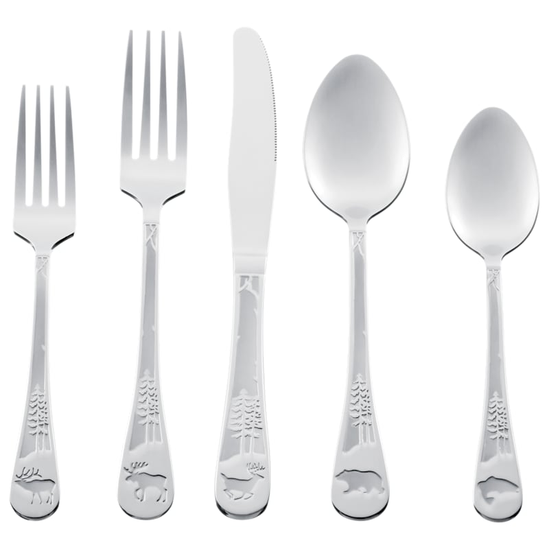White River Home Wildlife Animal Pattern 20-Piece Flatware Set