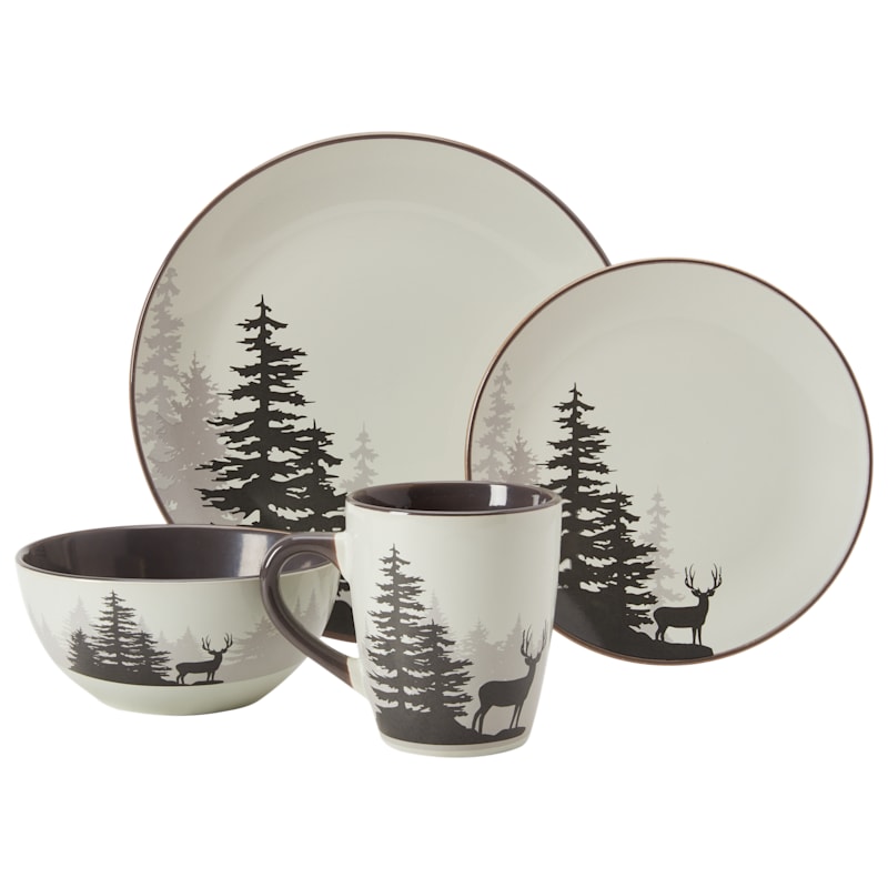 White River Home Deer in Pine 16-Piece Dinnerware Set