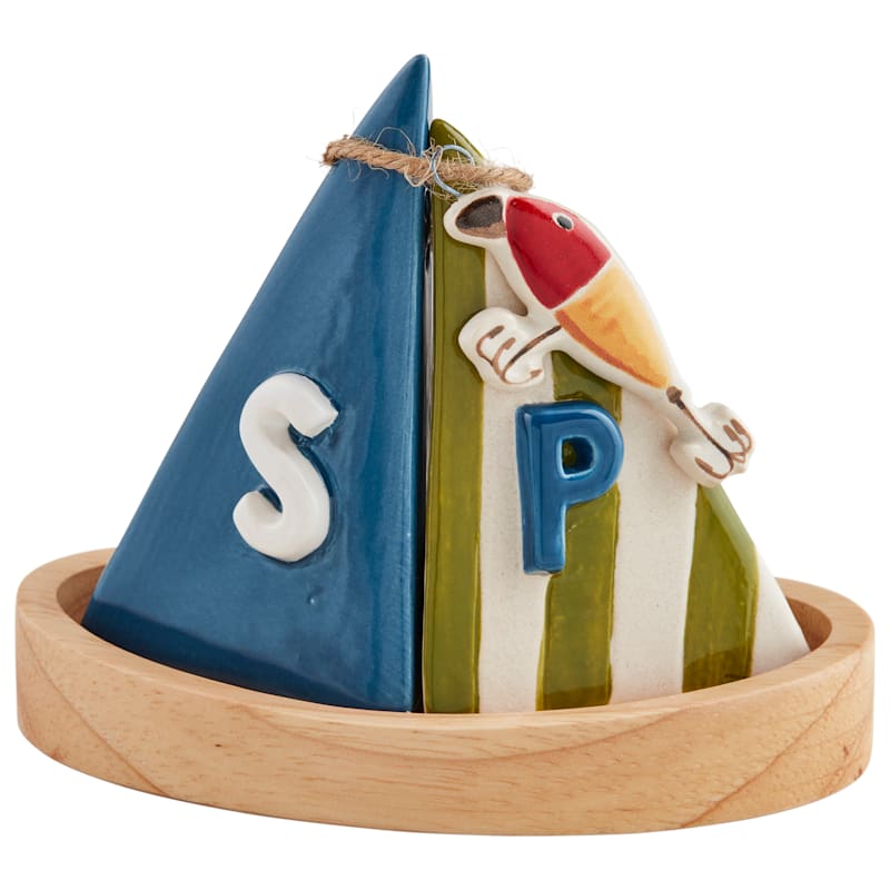 Mud Pie Sailboat Salt and Pepper Shaker Set