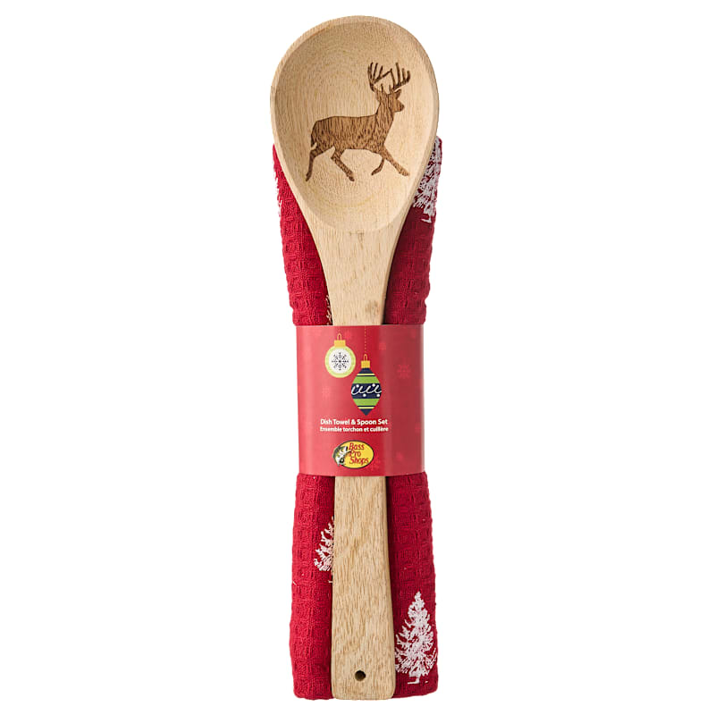 Bass Pro Shops Tree and Deer Dish Towel and Spoon Set