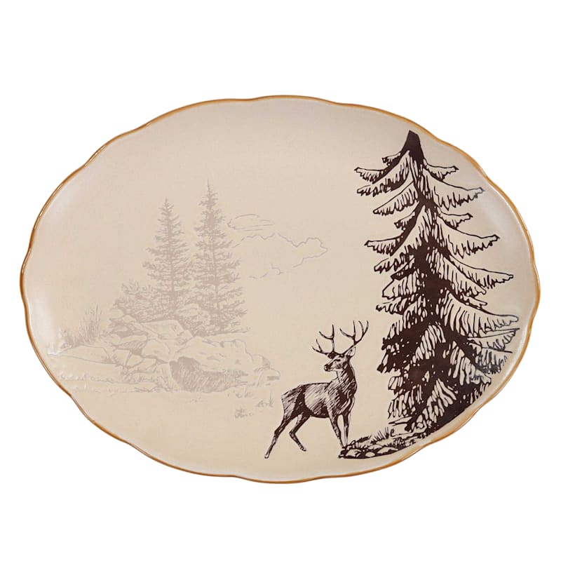 Paseo Road White Pine Ceramic Serving Platter