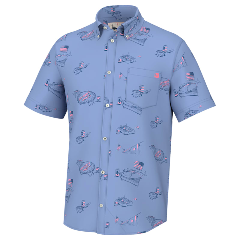 Huk Kona Americookin Short-Sleeve Button-Down Shirt for Men
