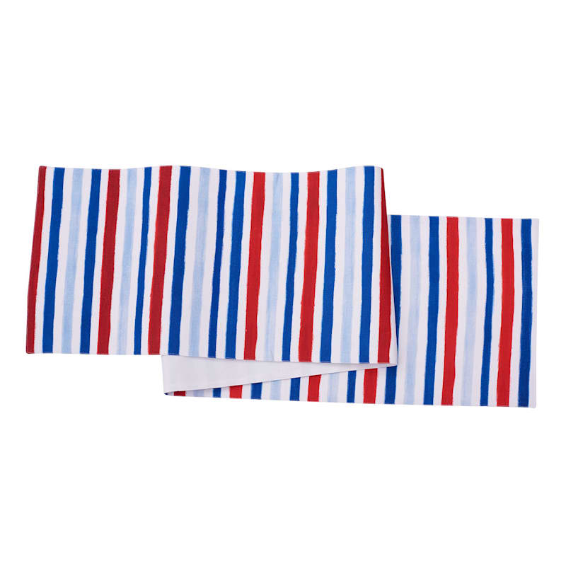 C&F Home Watercolor Patriotic Striped Table Runner