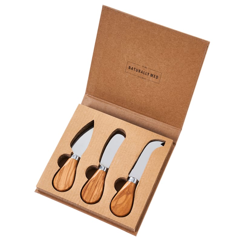 Selbrae House Olive Wood 3-Piece Mini Cheese Knife Set