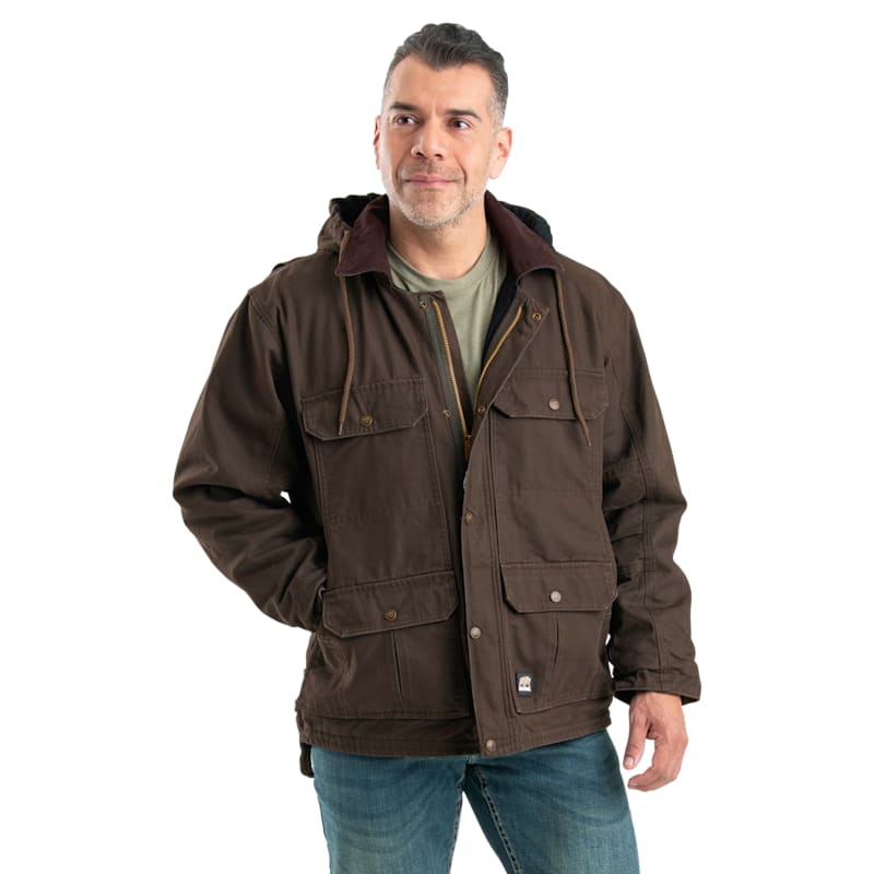 Berne Heartland Washed Duck Zip-Off Hooded Coat for Men