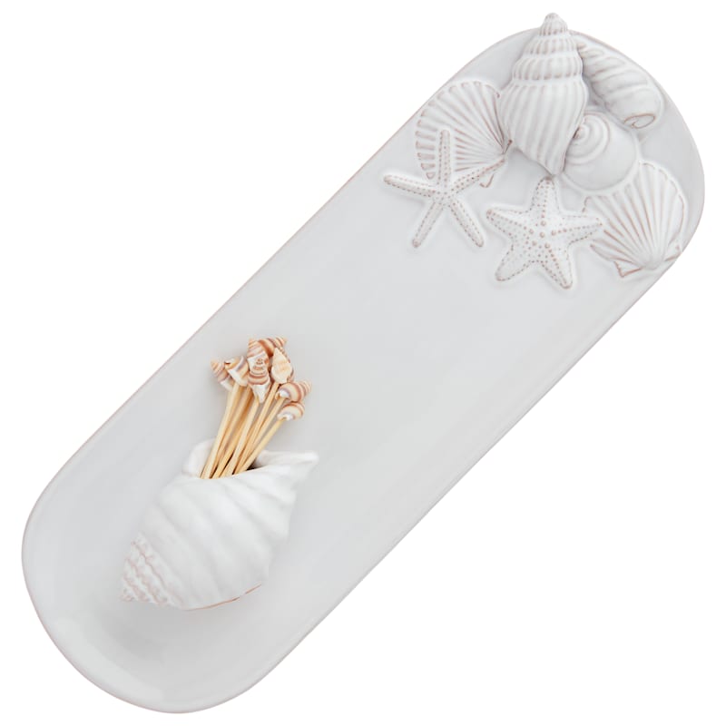 Mud Pie Sea Shell Toothpick Tray Set
