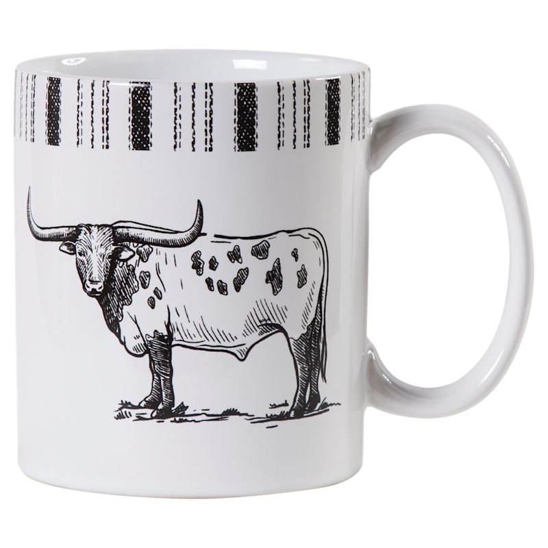 Paseo Road Ranch Life Longhorn Mug 4-Piece Set