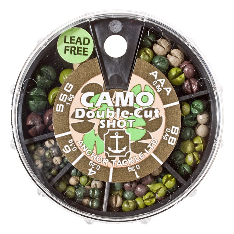 Anchor Non-Toxic Camo Double-Cut Split Shot Big 6 Compartment