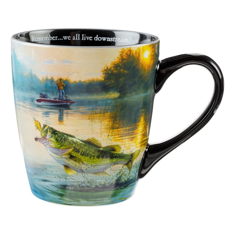 Bass Pro Shops Bass Panoramic We All Live Downstream Mug