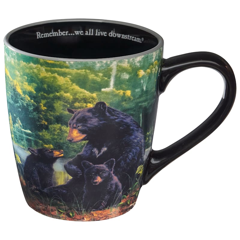 Bass Pro Shops Black Bear Panoramic We All Live Downstream Mug