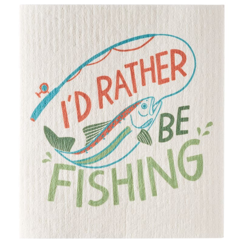 White River Home Rather be Fishing Swedish Dishcloth
