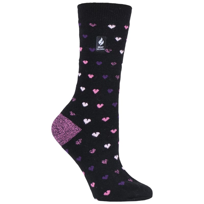 Heat Holders Orchid Hearts ULTRA LITE Crew Socks for Ladies