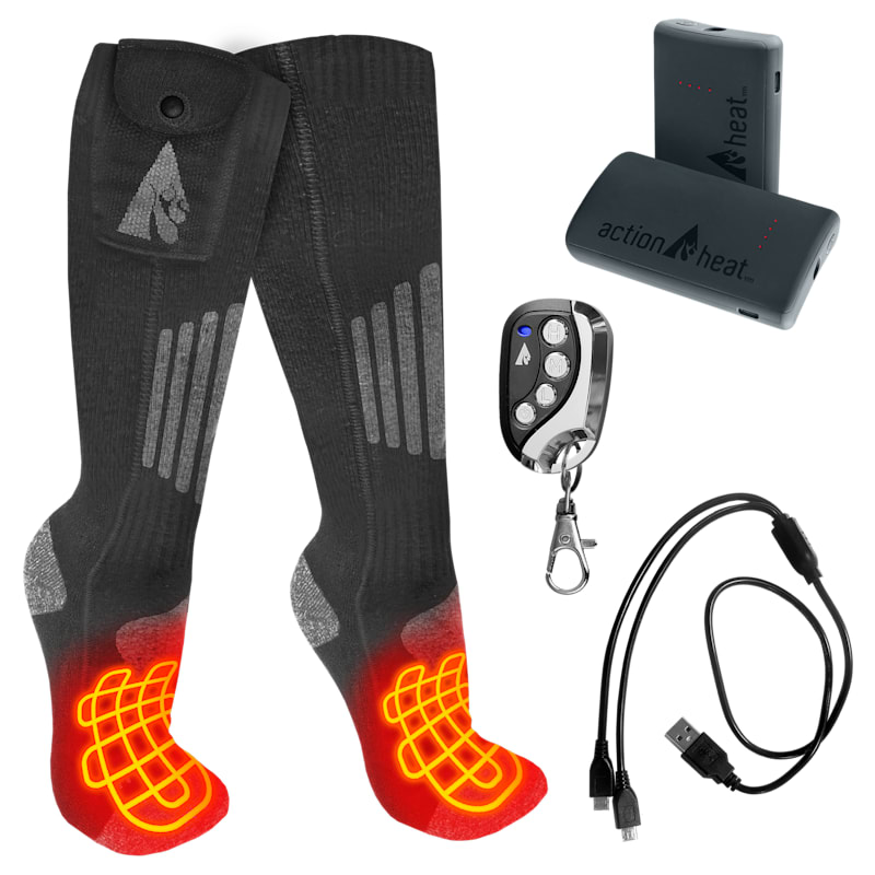 ActionHeat Cotton 3.7V Rechargeable Heated Socks 2.0 with Remote