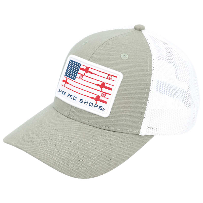 Bass Pro Shops Fishing Rod Flag Mesh-Back Snapback Cap