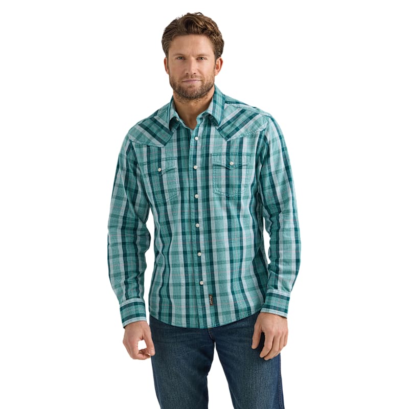 Wrangler Retro Premium Plaid Long-Shirt Sleeve for Men