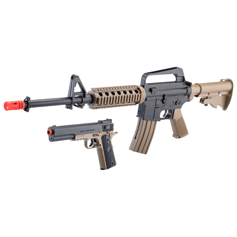 SoftAir Colt M4 Rifle with 1911 Spring-Powered Tactical Ops Pistol Airsoft Bundle