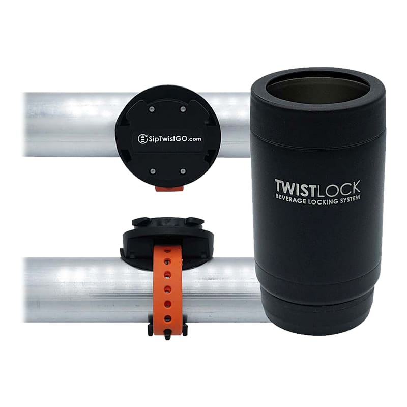 TwistLock Beverage Locking System Bar Mount Cup Holder and Can Cooler Combo Pack