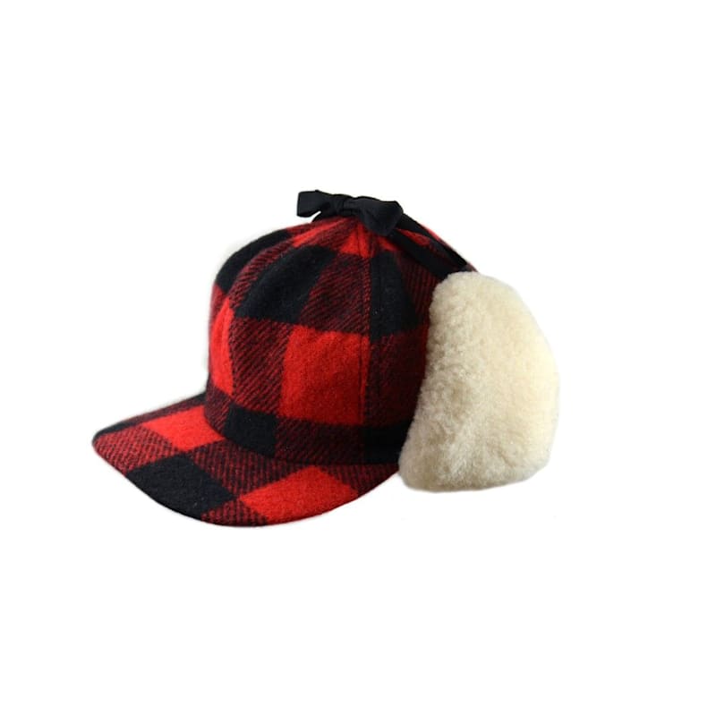 Crown Cap Buffalo Check Fudd Cap with Shearling Ear Flaps