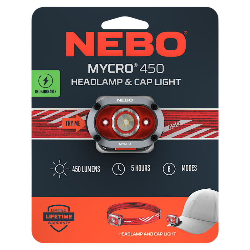 NEBO Mycro 450-Lumen Rechargeable Headlamp