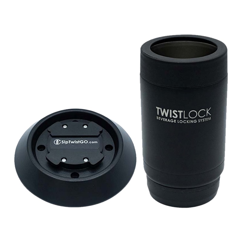 TwistLock Beverage Locking System Flat Mount and Can Cooler Combo Pack