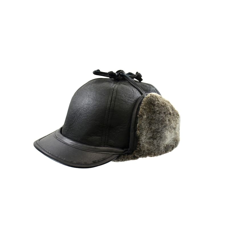 Crown Cap Double Faced Shearling Peaked Cap for Men