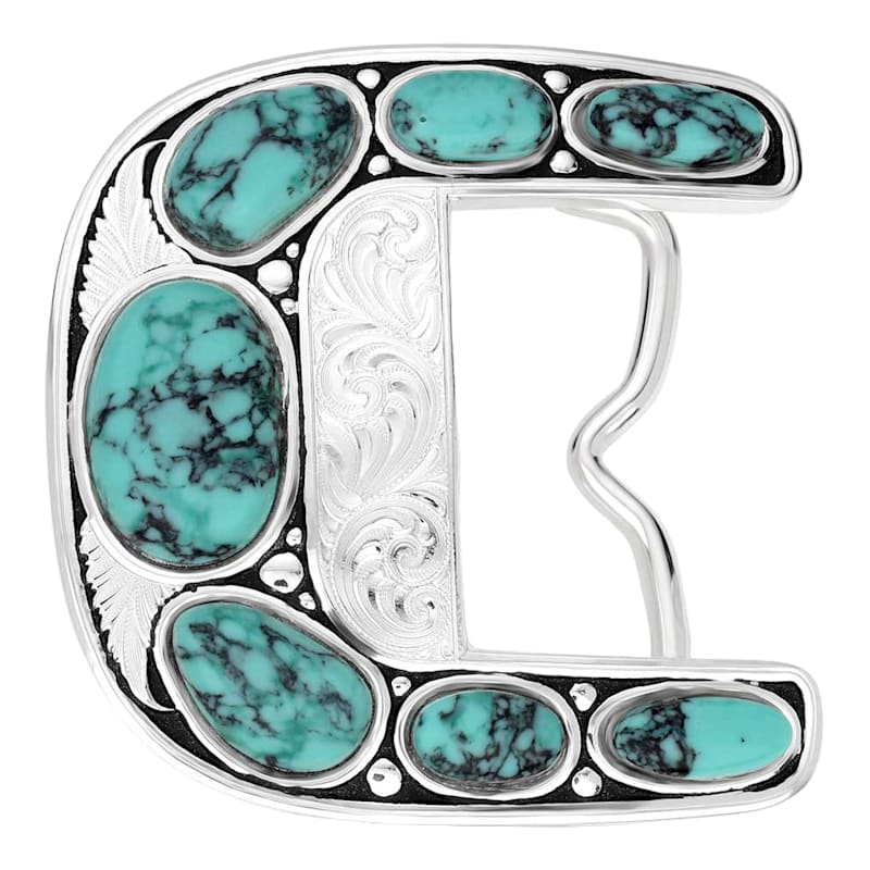 Montana Silversmiths Clear Blue Sky Turquoise Belt Buckle