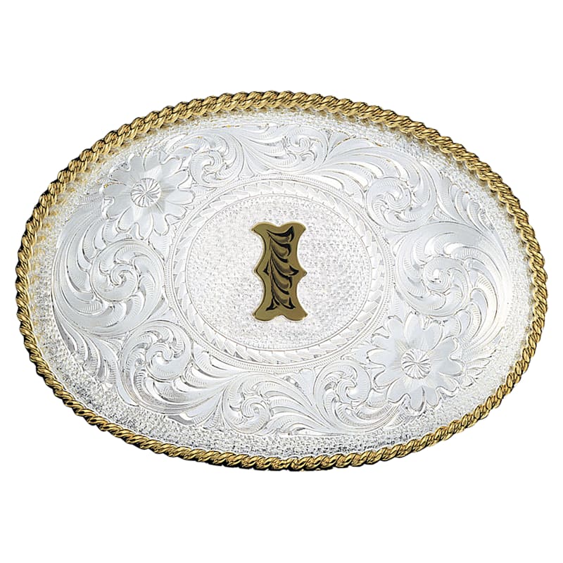 Montana Silversmiths Silver Engraved Initial I Belt Buckle