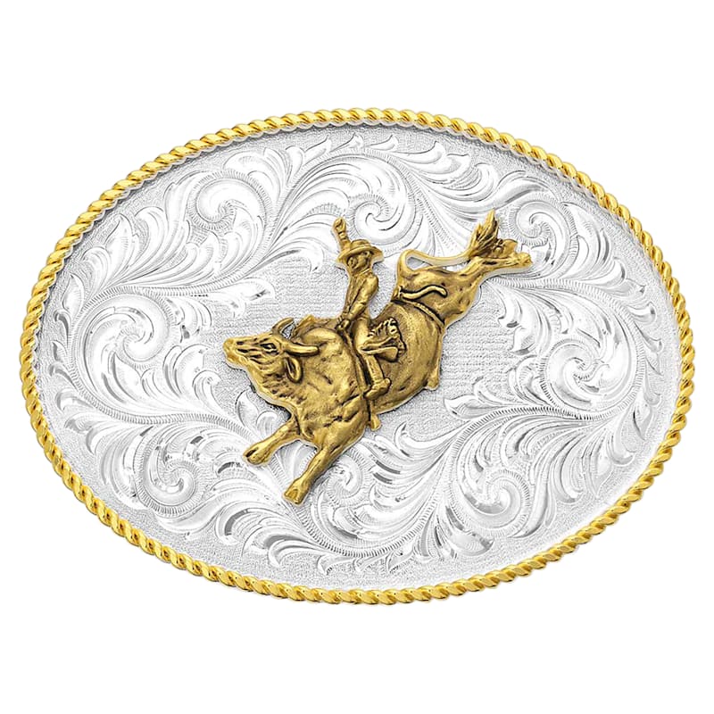 Montana Silversmiths Classic Western 2-Tone Bull Rider Belt Buckle