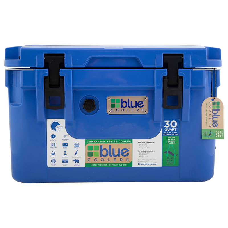Blue Coolers Ocean Bound Reclaimed Plastics 30-Qt. Rotomolded Cooler