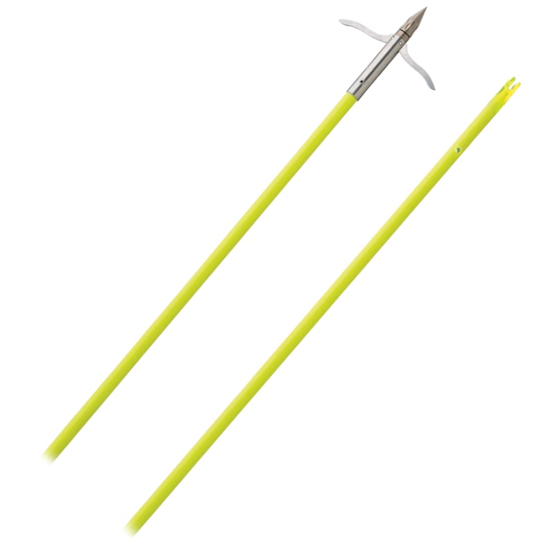 Muzzy Bowfishing Classic Chartreuse Fish Arrow with Iron 2-Barb Fish Point