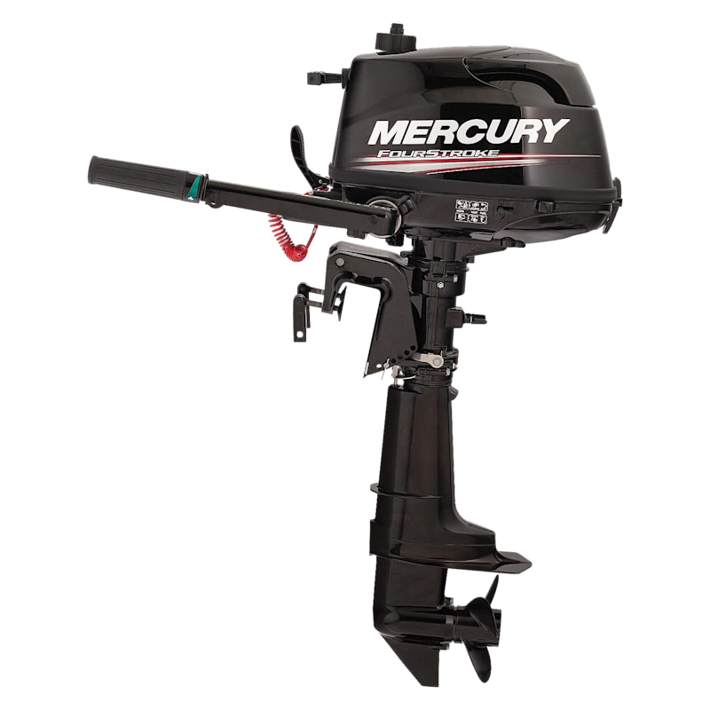 Mercury 5hp Tiller FourStroke Outboard Motor 25'' Shaft, Manual Tilt/Trim, Manual Start