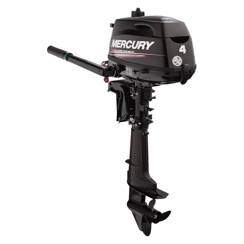 Mercury 4hp Tiller FourStroke Outboard Motor with 15'' Shaft, Manual Tilt/Trim, Manual Start
