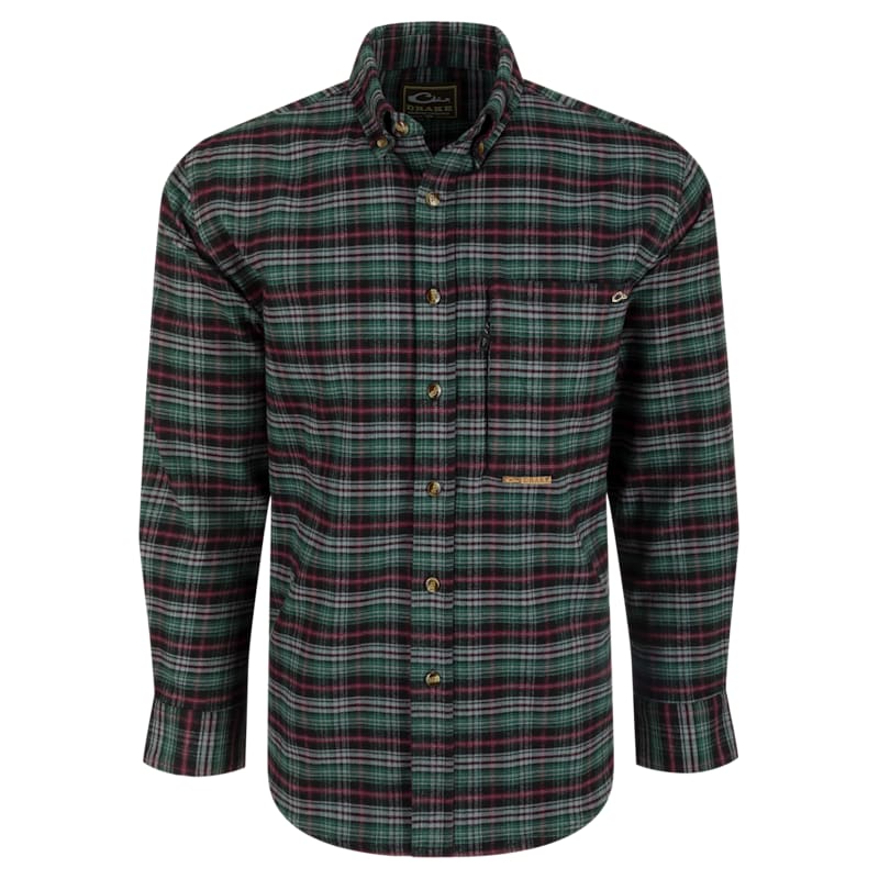 Drake Autumn Brushed Plaid Solid Long-Sleeve Shirt